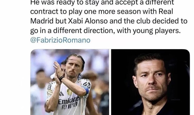 西甲媒体透露：阿隆索最大的失误就是没能留下更衣室定海神针莫德里奇